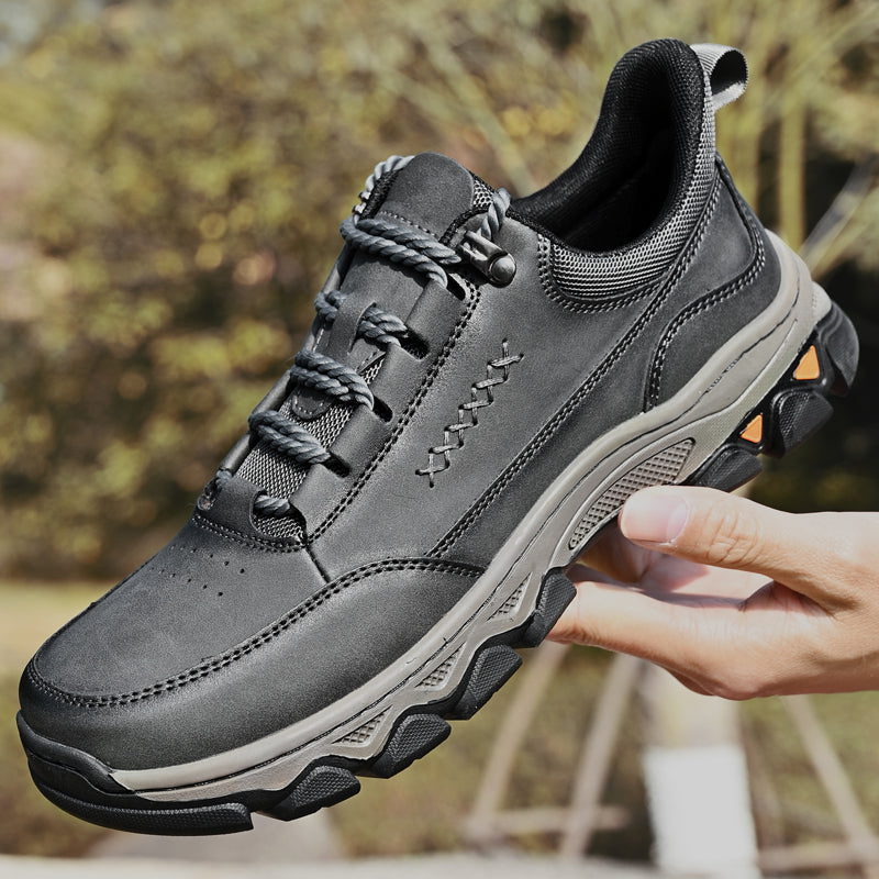 (💥Top Rated Choice) Men’s Handmade Leather Work Shoes – Waterproof, Arch Support, Pressure Relief, Wide Toe Box, Built for All-Day Comfort & Outdoor Use
