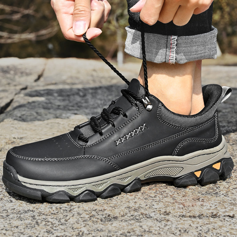 (💥Top Rated Choice) Men’s Handmade Leather Work Shoes – Waterproof, Arch Support, Pressure Relief, Wide Toe Box, Built for All-Day Comfort & Outdoor Use