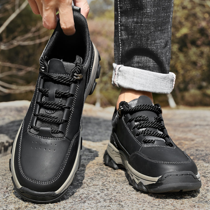 (💥Top Rated Choice) Men’s Handmade Leather Work Shoes – Waterproof, Arch Support, Pressure Relief, Wide Toe Box, Built for All-Day Comfort & Outdoor Use