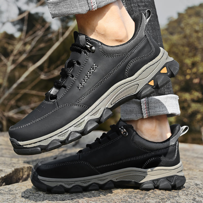 (💥Top Rated Choice) Men’s Handmade Leather Work Shoes – Waterproof, Arch Support, Pressure Relief, Wide Toe Box, Built for All-Day Comfort & Outdoor Use