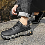 (💥Top Rated Choice) Men’s Handmade Leather Work Shoes – Waterproof, Arch Support, Pressure Relief, Wide Toe Box, Built for All-Day Comfort & Outdoor Use