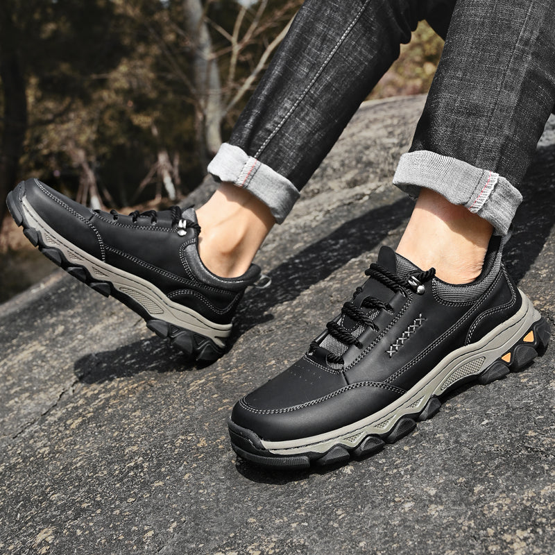 (💥Top Rated Choice) Men’s Handmade Leather Work Shoes – Waterproof, Arch Support, Pressure Relief, Wide Toe Box, Built for All-Day Comfort & Outdoor Use