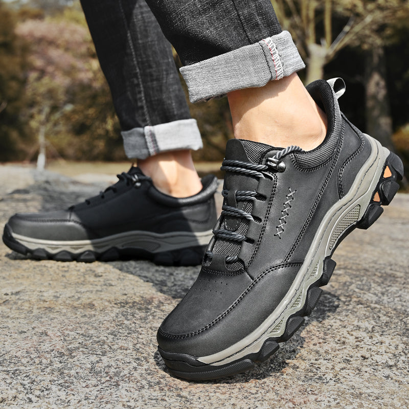(💥Top Rated Choice) Men’s Handmade Leather Work Shoes – Waterproof, Arch Support, Pressure Relief, Wide Toe Box, Built for All-Day Comfort & Outdoor Use