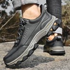 (💥Top Rated Choice) Men’s Handmade Leather Work Shoes – Waterproof, Arch Support, Pressure Relief, Wide Toe Box, Built for All-Day Comfort & Outdoor Use