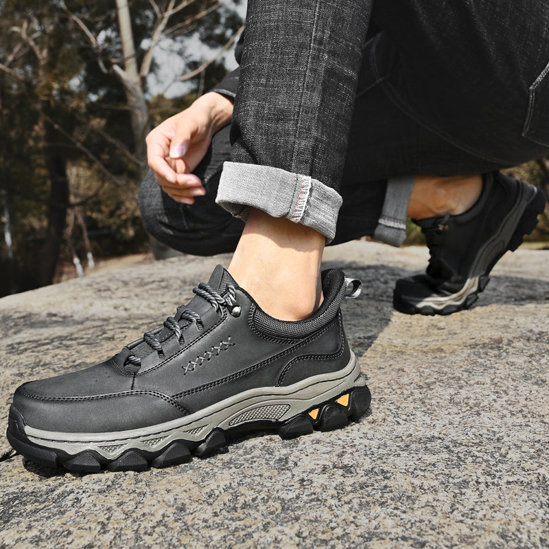 (💥Top Rated Choice) Men’s Handmade Leather Work Shoes – Waterproof, Arch Support, Pressure Relief, Wide Toe Box, Built for All-Day Comfort & Outdoor Use
