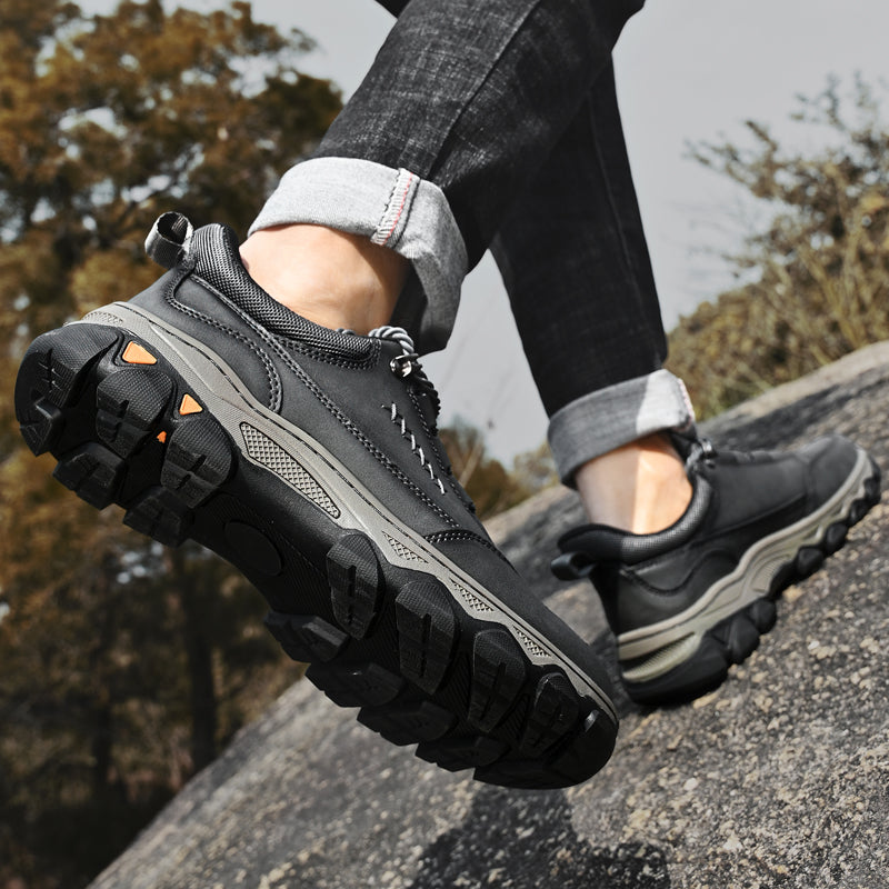 (💥Top Rated Choice) Men’s Handmade Leather Work Shoes – Waterproof, Arch Support, Pressure Relief, Wide Toe Box, Built for All-Day Comfort & Outdoor Use