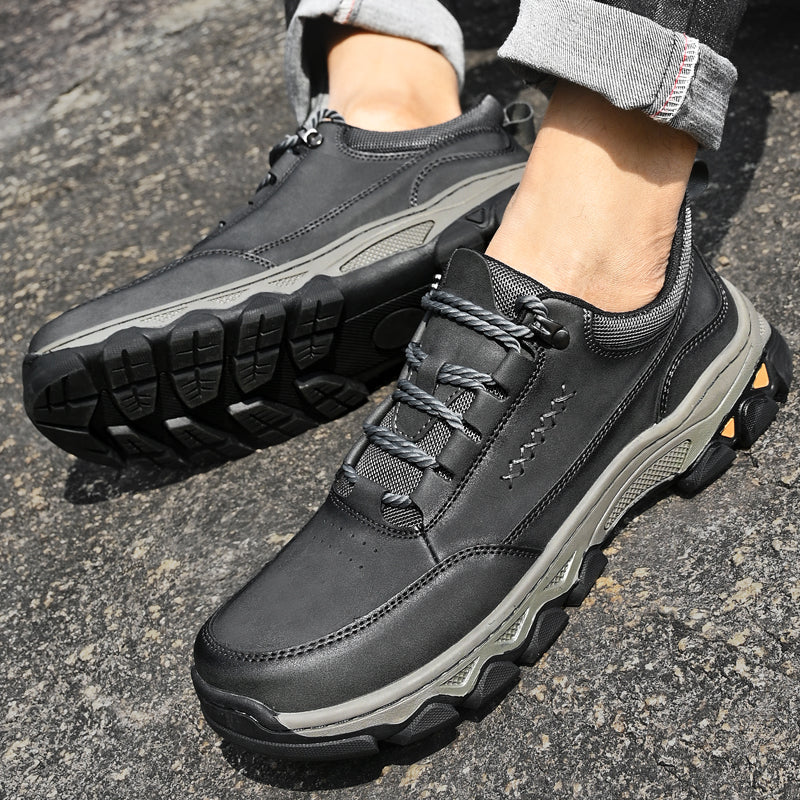 (💥Top Rated Choice) Men’s Handmade Leather Work Shoes – Waterproof, Arch Support, Pressure Relief, Wide Toe Box, Built for All-Day Comfort & Outdoor Use