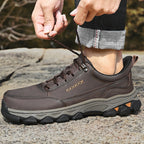 (💥Top Rated Choice) Men’s Handmade Leather Work Shoes – Waterproof, Arch Support, Pressure Relief, Wide Toe Box, Built for All-Day Comfort & Outdoor Use