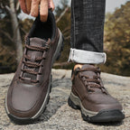 (💥Top Rated Choice) Men’s Handmade Leather Work Shoes – Waterproof, Arch Support, Pressure Relief, Wide Toe Box, Built for All-Day Comfort & Outdoor Use