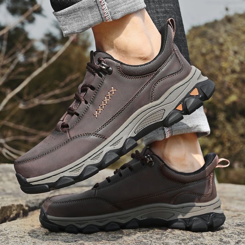(💥Top Rated Choice) Men’s Handmade Leather Work Shoes – Waterproof, Arch Support, Pressure Relief, Wide Toe Box, Built for All-Day Comfort & Outdoor Use