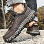 (💥Top Rated Choice) Men’s Handmade Leather Work Shoes – Waterproof, Arch Support, Pressure Relief, Wide Toe Box, Built for All-Day Comfort & Outdoor Use