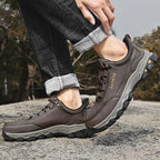 (💥Top Rated Choice) Men’s Handmade Leather Work Shoes – Waterproof, Arch Support, Pressure Relief, Wide Toe Box, Built for All-Day Comfort & Outdoor Use