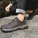 (💥Top Rated Choice) Men’s Handmade Leather Work Shoes – Waterproof, Arch Support, Pressure Relief, Wide Toe Box, Built for All-Day Comfort & Outdoor Use