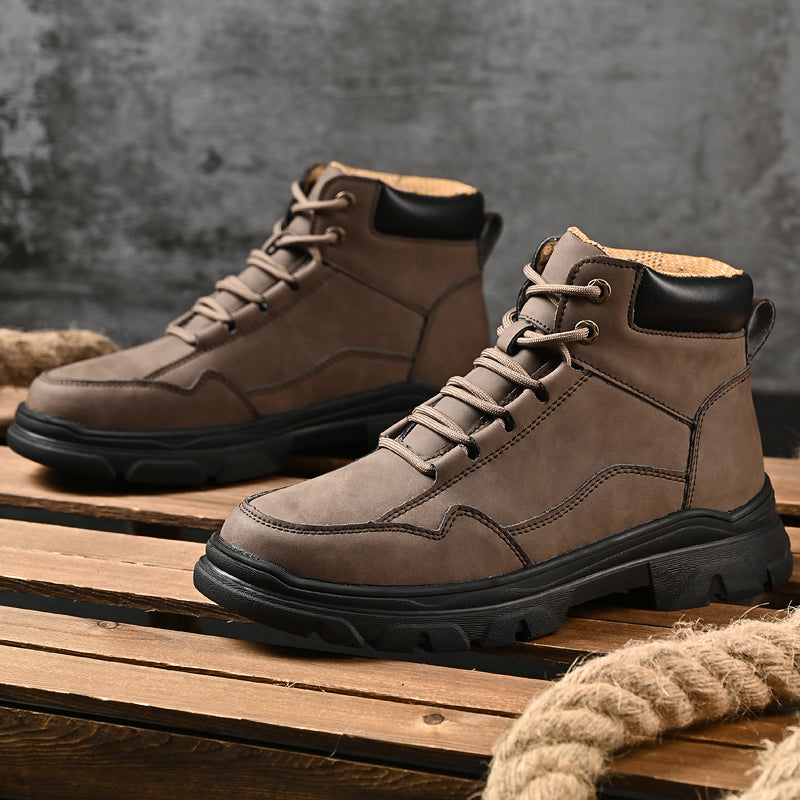 ⏰Limited-Time 70% OFF – Men’s Orthopedic Handmade Leather Driving Boots–Pressure Relief, Waterproof, Slip-Resistant, Wide Toe, Arch&Ankle