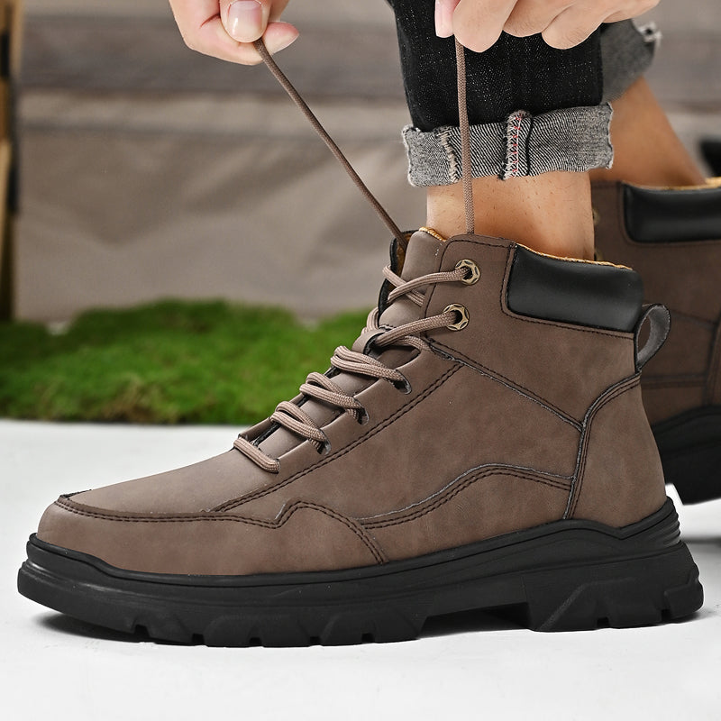 ⏰Limited-Time 70% OFF – Men’s Orthopedic Handmade Leather Driving Boots–Pressure Relief, Waterproof, Slip-Resistant, Wide Toe, Arch&Ankle