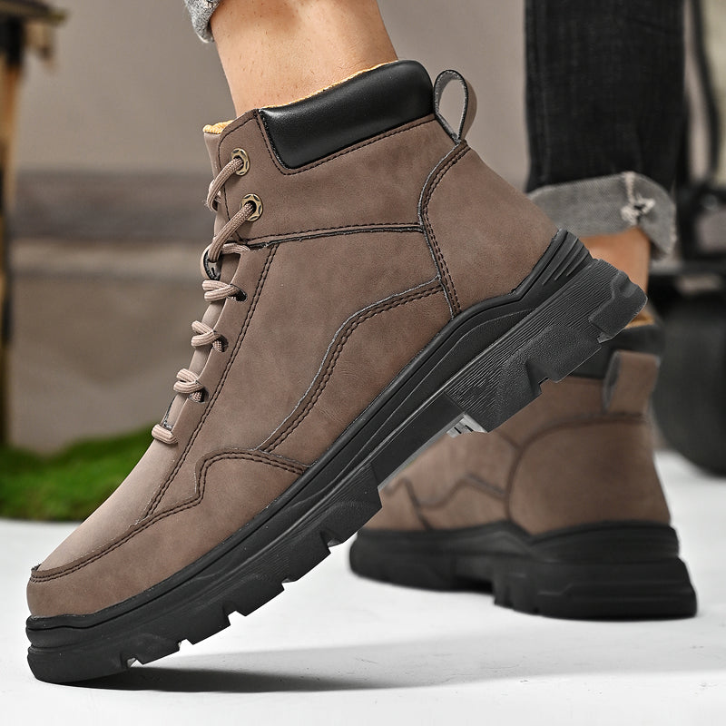 ⏰Limited-Time 70% OFF – Men’s Orthopedic Handmade Leather Driving Boots–Pressure Relief, Waterproof, Slip-Resistant, Wide Toe, Arch&Ankle