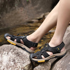 Men's Lightweight Leather Hiking Sandal Lightweight Non-Slip Orthopedic Support Sandal