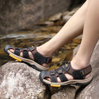 Men's Lightweight Leather Hiking Sandal Lightweight Non-Slip Orthopedic Support Sandal