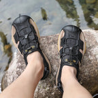 Men's Lightweight Leather Hiking Sandal Lightweight Non-Slip Orthopedic Support Sandal