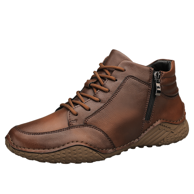 ⏰Limited-Time 70% OFF –Men's Orthopedic Ankle Boots Leather with Zip – Arch Support, Non-Slip, Waterproof, Boots for Work & Outdoors